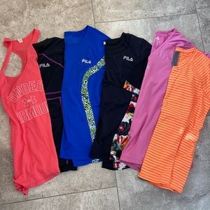 Women’s Large Lot of 6 workout tops 5 shirts and 1 tank top